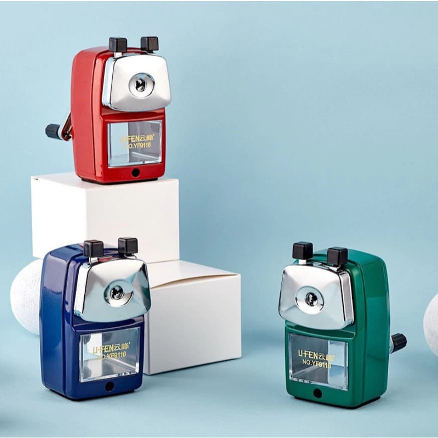 Apontador de Mesa Manual para Lapis com Manivela e Deposito Coletor