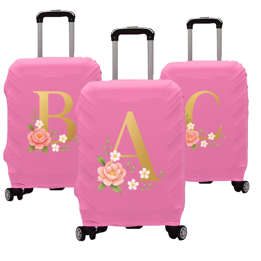Capa Protetora Para Mala De Viagem Rosa 10kg a 23kg  Luxo Premium Estampadas Letras Envio Imediato