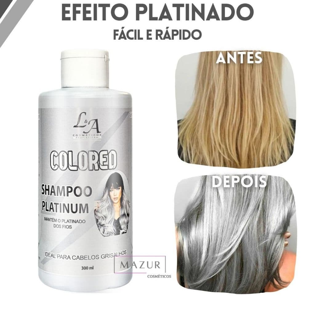 Shampoo Matizador Platinum Efeito Platinado - S/ Amônia - Resultado 100% Natural La cosméticos 300ml