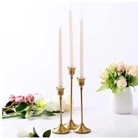 Conjunto de 3 castiçais de mesa vintage elegantes de metal e alumínio, aniversário de casamento, decoração