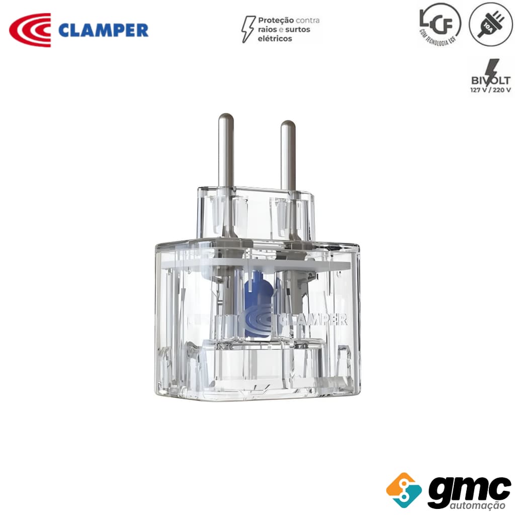 Protetor Surto Raios Dps Pocket Lcf 2p 3p 10a 20a Clamper