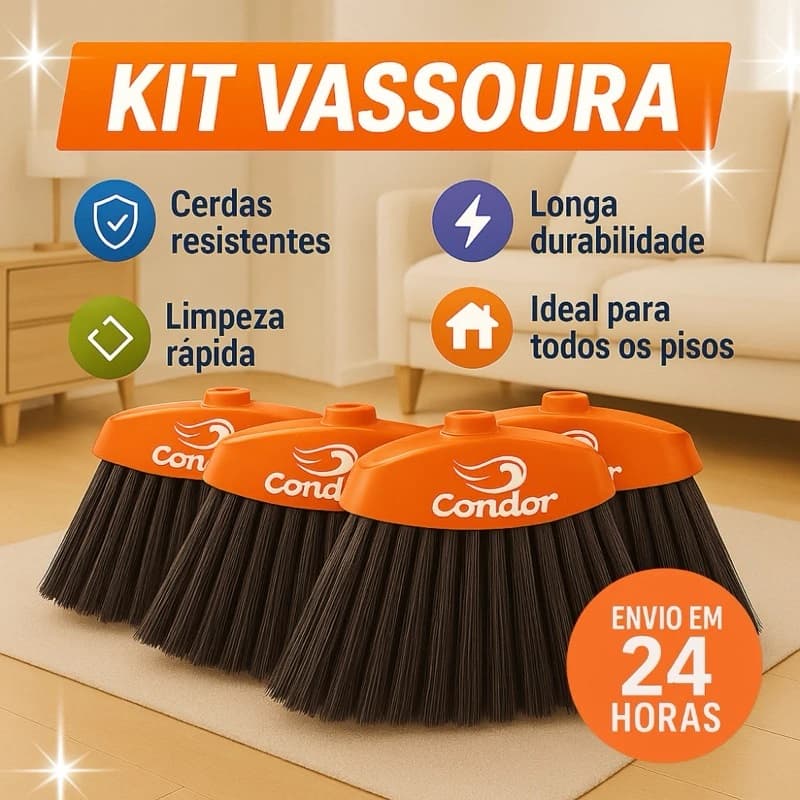 Vassouras Condor SEM CABO   Original Limpeza Multiuso Uso Interno e Externo