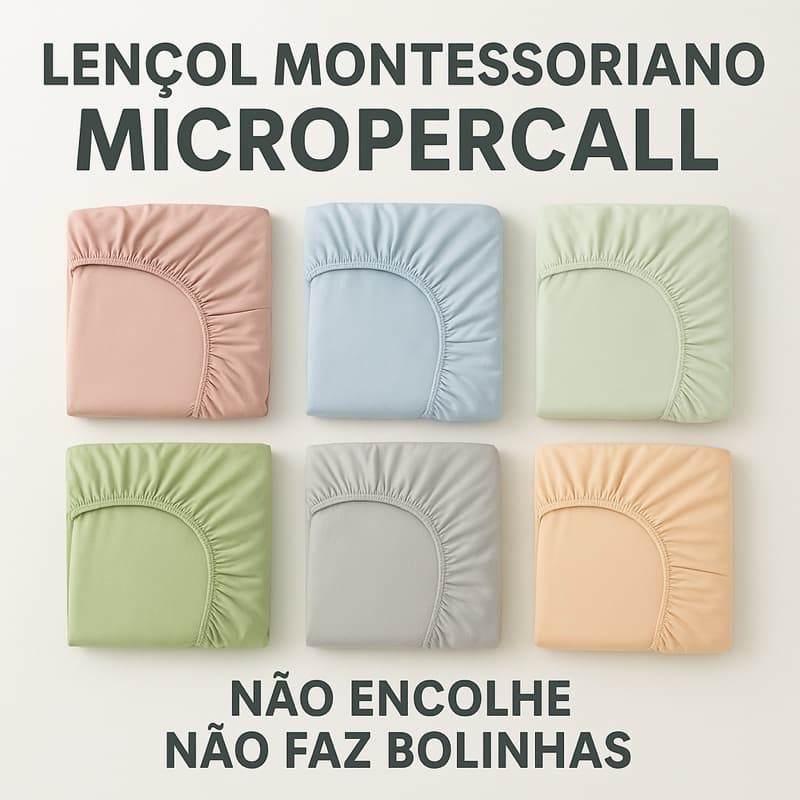 Lençol Avulso Micropercal Cama Montessoriana 1,50 x 70 x 15 Micropercal Mini Cama Infantil