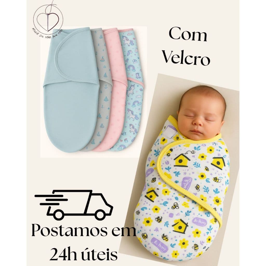 SWADDLE - CUEIRO - CHARUTINHO - SACO DE DORMIR 100 ALGODÃO