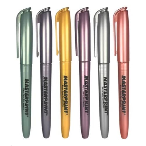 Marca Texto Metalico Glitter Kit com 6 Cores Masterprint