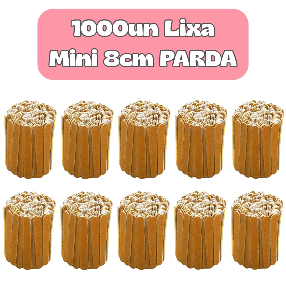 Kit Mini Lixa de Unha 8cm PARDA – Descartável, Uso Profissional, Ideal para Manicure e Pedicure