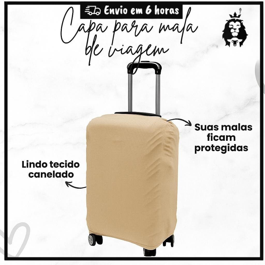 Capa de Mala De Viagem Luxo Bege 10kg a 23kg Tecido Premium Envio Imediato