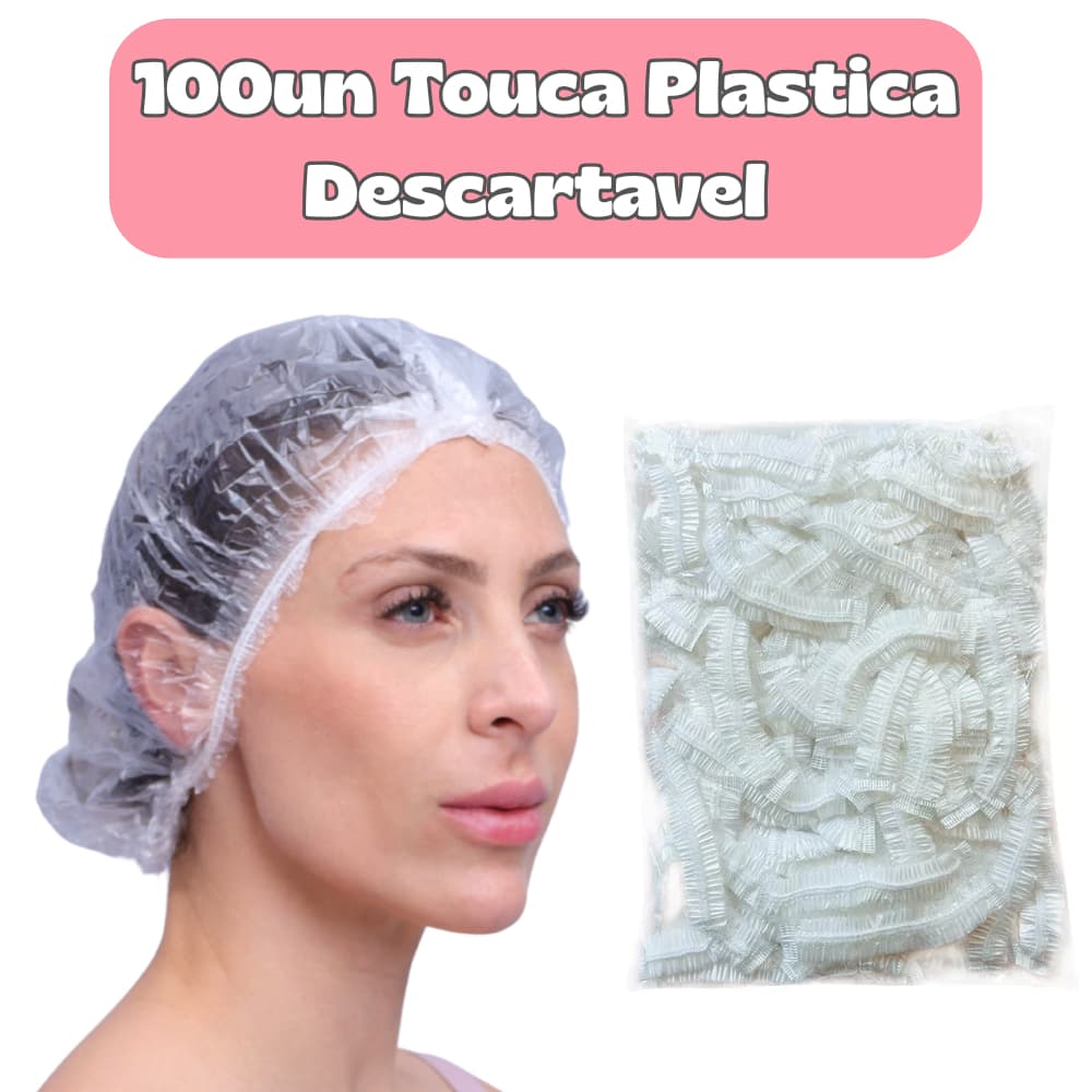 100UN Touca PLASTICA Descartável Amaciamento/Banho Salão de Beleza Spa Estética Clinica