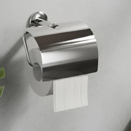 Porta Papel Higiênico com Tampa de Inox Cromado