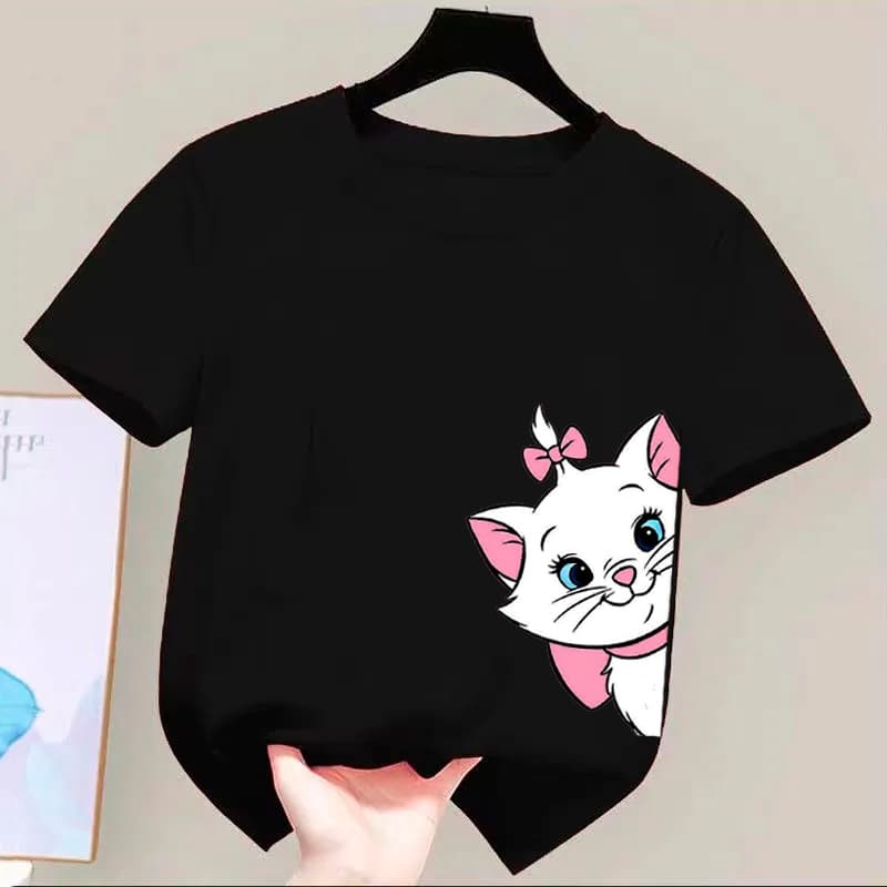 Camiseta De Algodão Feminina Gatinha Marie Estampa Diferenciada