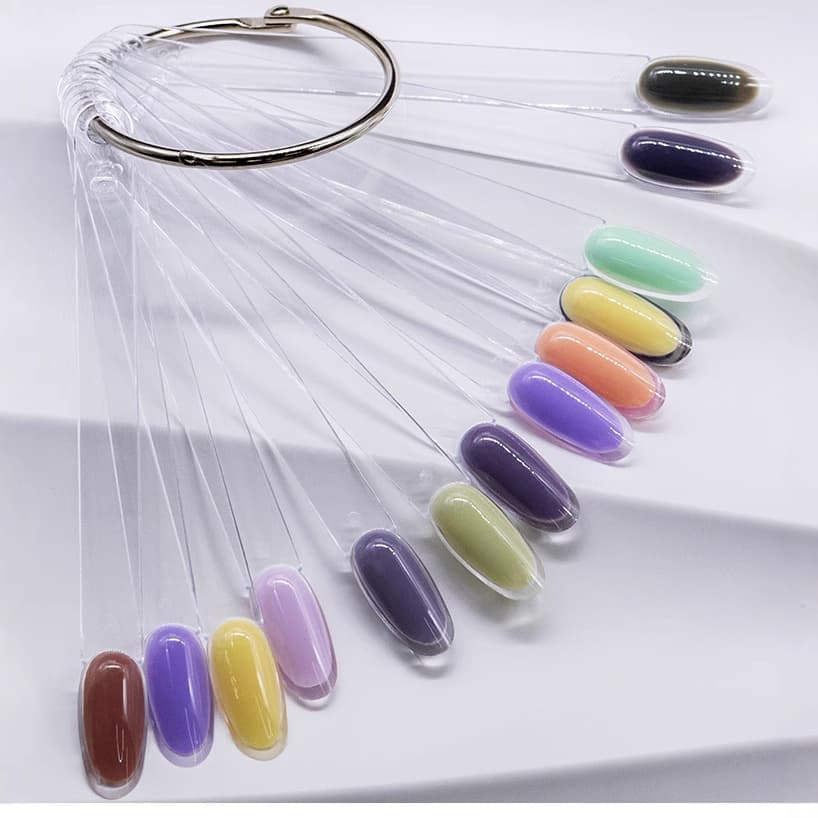 Leque Para Demonstracao De Esmalte 50 Cores Mostruário Formato Bailarina e Stileto Com Argola Para Pendurar