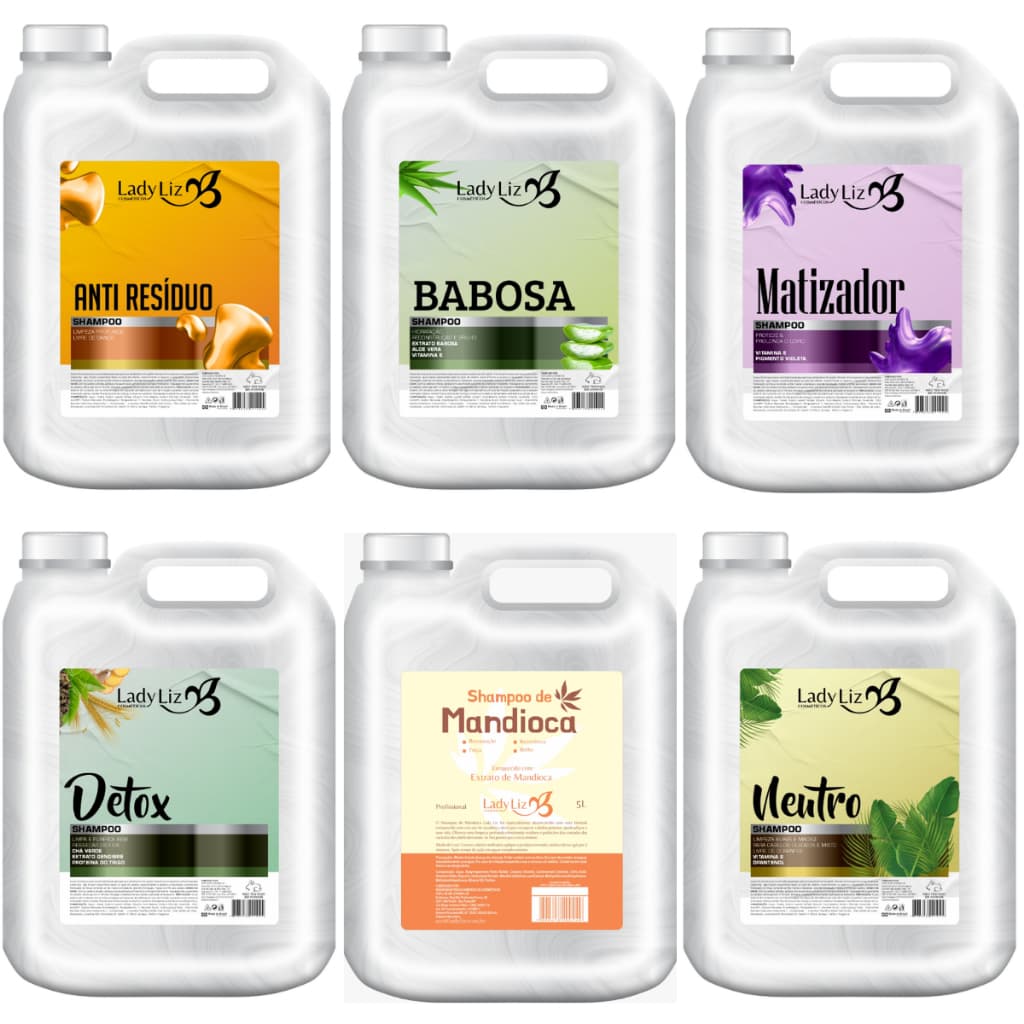 Shampoo 5 Litros Profissional Lavatório Restaura e Hidrata, Anti frizz, Fortalece Lady Liz