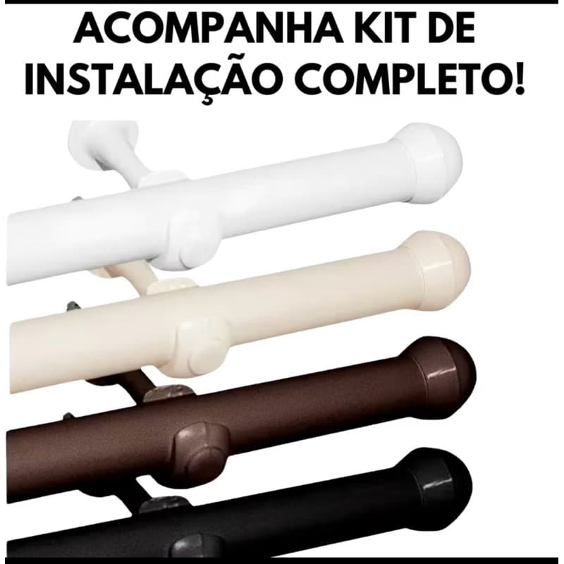 Kit Varão Completo 2 Metros De Cortina Resistente