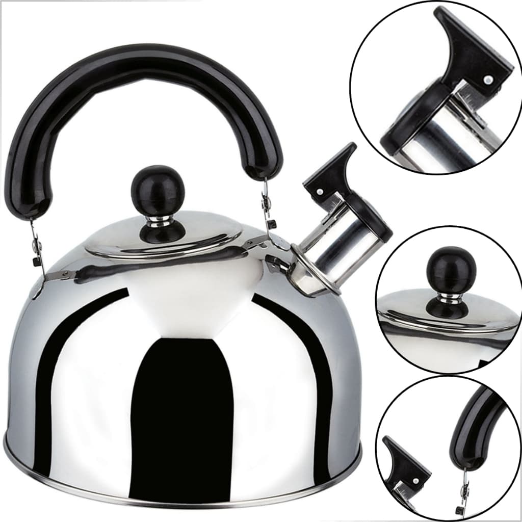 Chaleira Inox 2L Com Apito Para Fogão Gás Indução Ferve Rápido Luxo