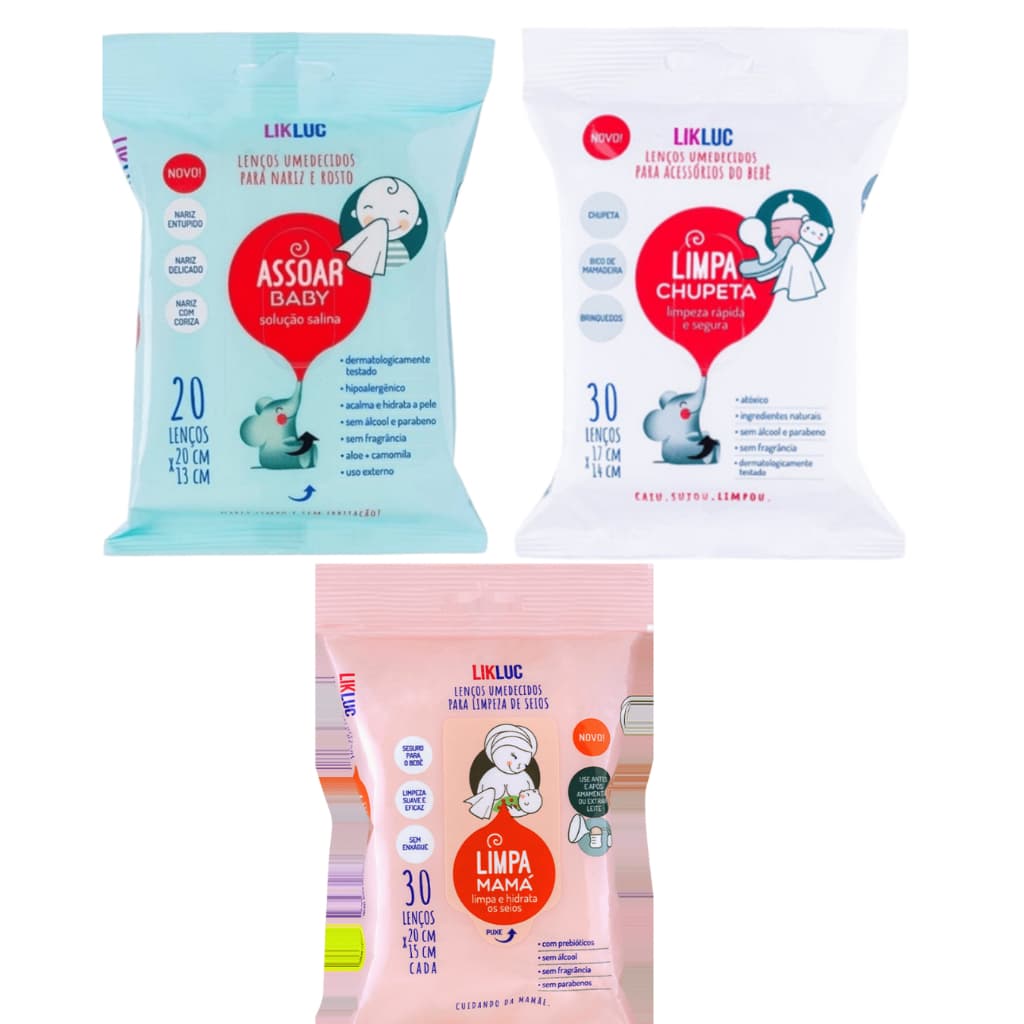 Kit Lencos Umidecidos Limpa Chupeta - Assoar - Limpa Mama Peito Mae - Higiene Infantil Kit Completo
