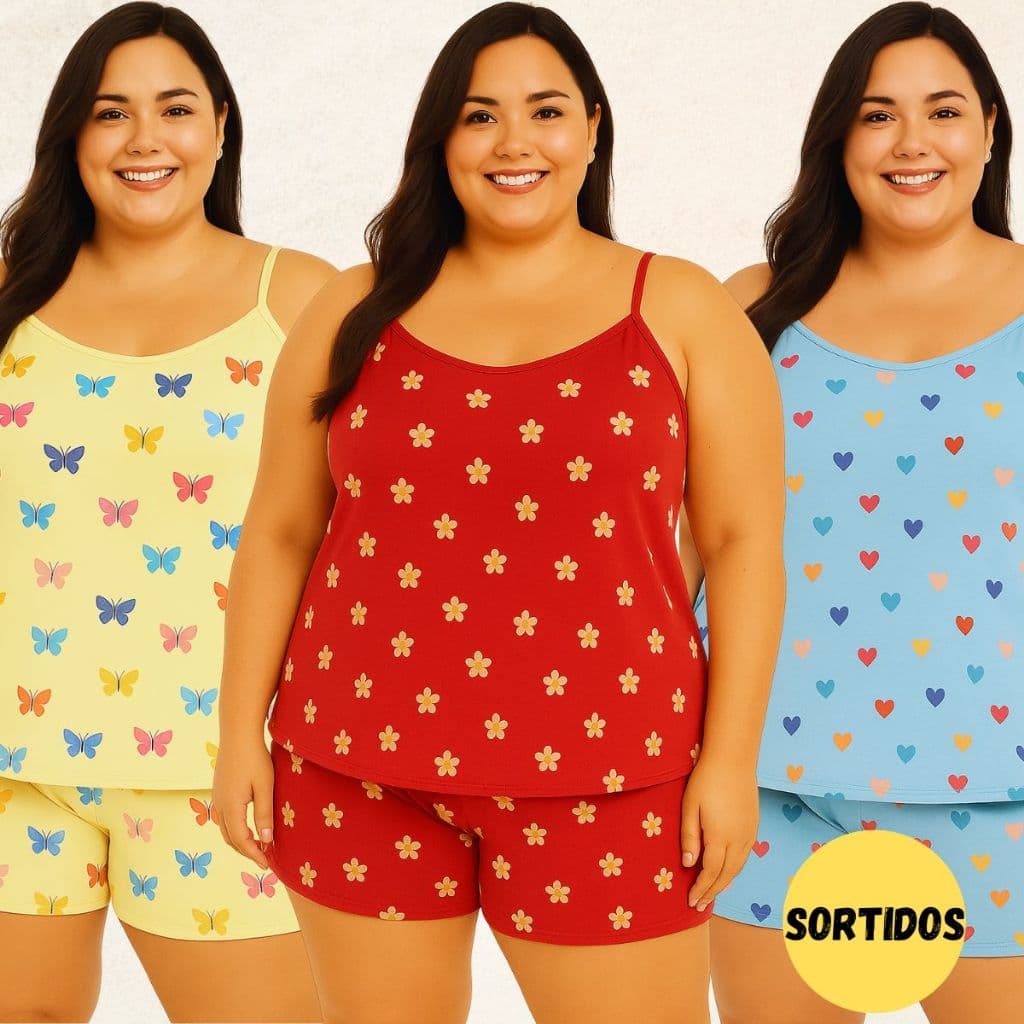 Kit 03 Pijamas Plus Size Baby Doll