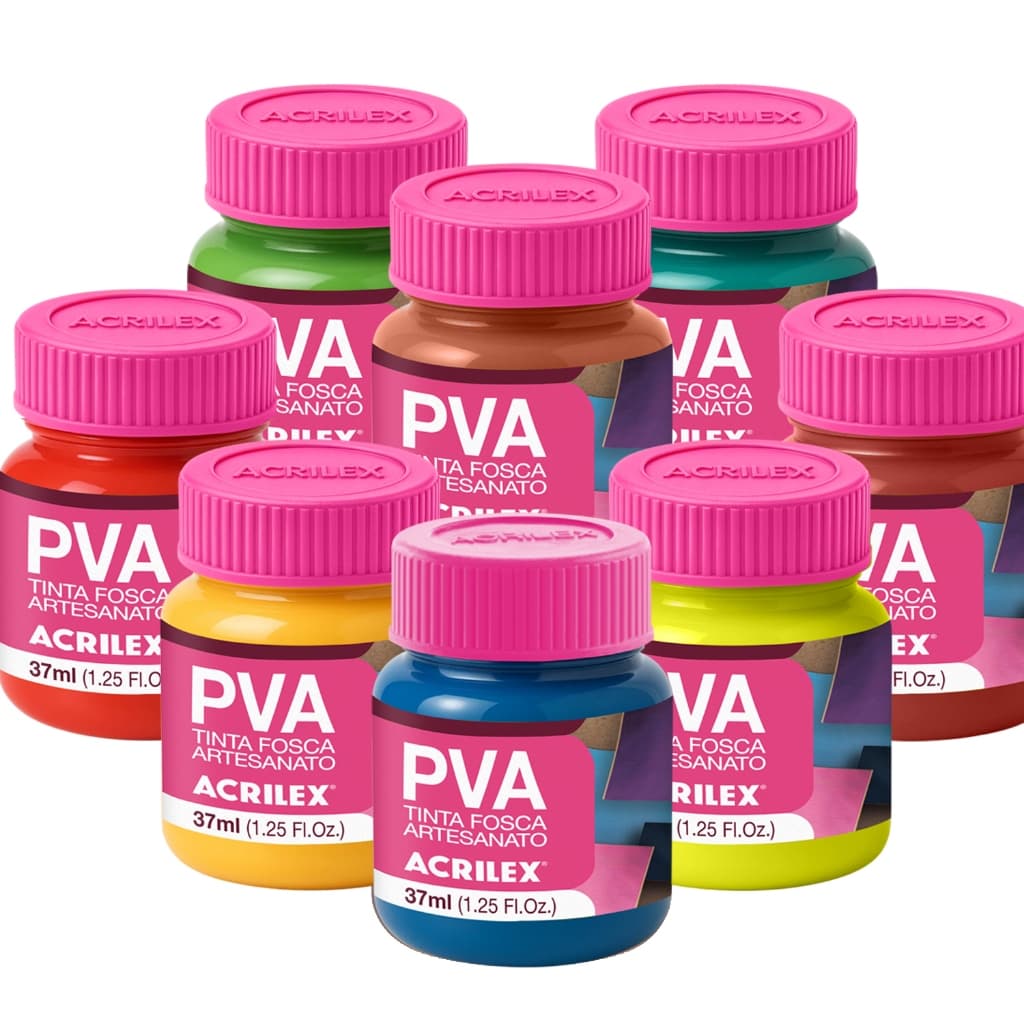 Tinta PVA Fosca Acrilex 37ml – Artesanato em Madeira, MDF, Gesso, Papel