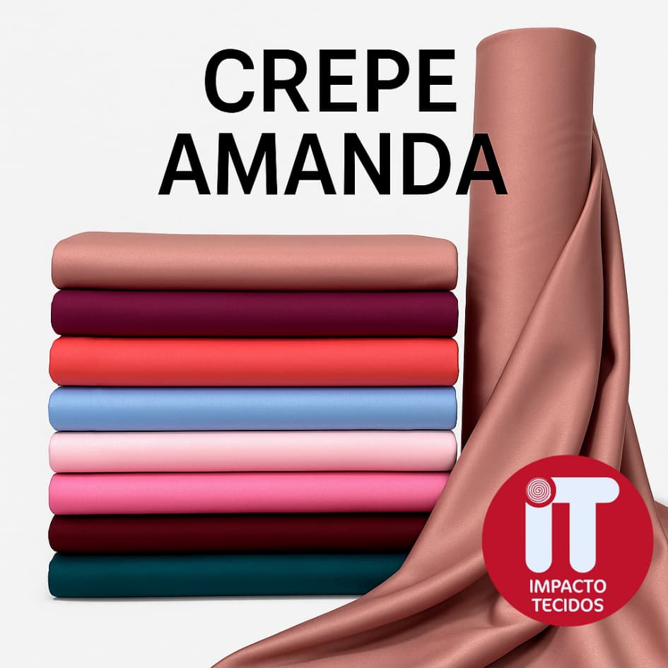 Tecido Crepe Amanda 1 metro x 1,50 - Várias cores Crepe Amanda Premium Para Costura e Moda Feminina