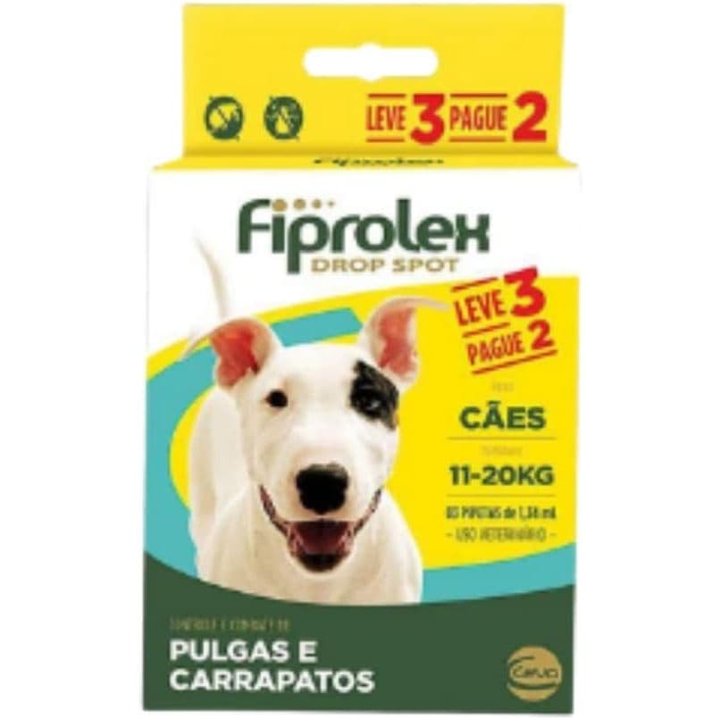 Ceva - Combo Fiprolex Drop Spot Antipulgas para Cães de 11 a 20kg - 1,34ml