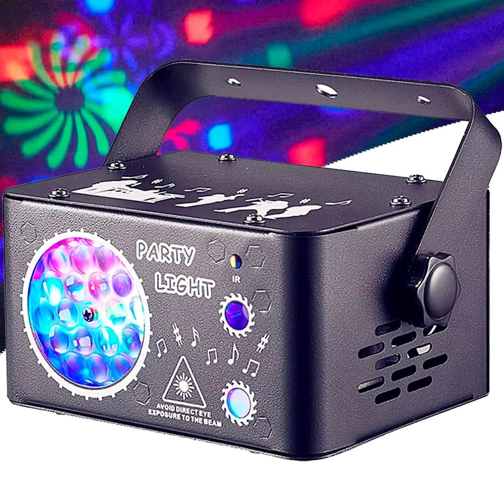 Luz de Festa Projetor 2 em 1 LED RGB Laser Controle Estroboscópio Palco KTV