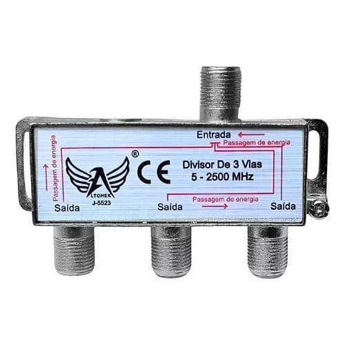 Divisor de sinal coaxial 2500mhz 1X2 E 1X3 E 1X4