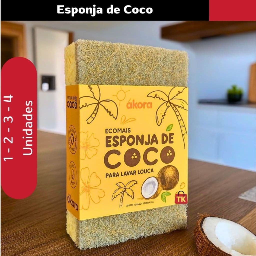 Esponja de Coco para Lavar Louças – Antibacteriana, Durável e Biodegradável - Ecomais Ákora