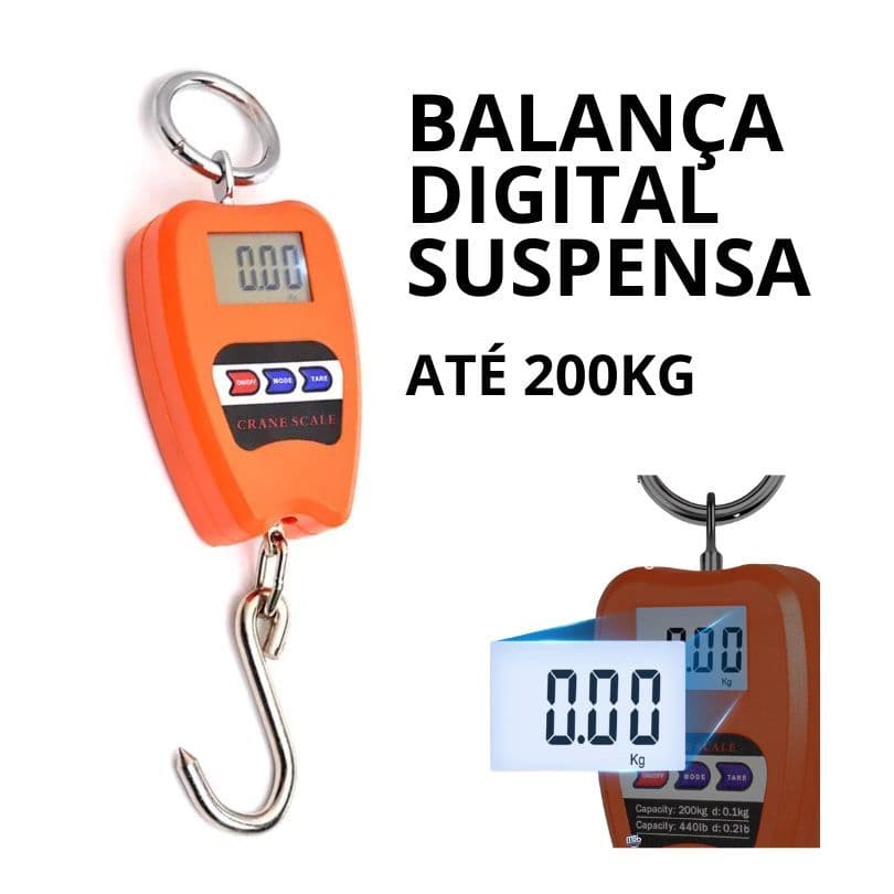 Balança industrial suspensa 200kg com controle Precisão Digital Pilha Profissional Portatil Gancho Guindaste