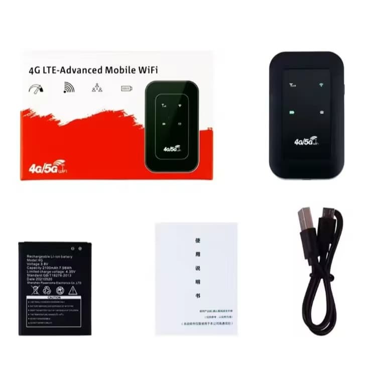 Modem Portatil 4G / 5G Lte Advanced Mobile Wifi Recarregar 150 MBPS Global COR Preto