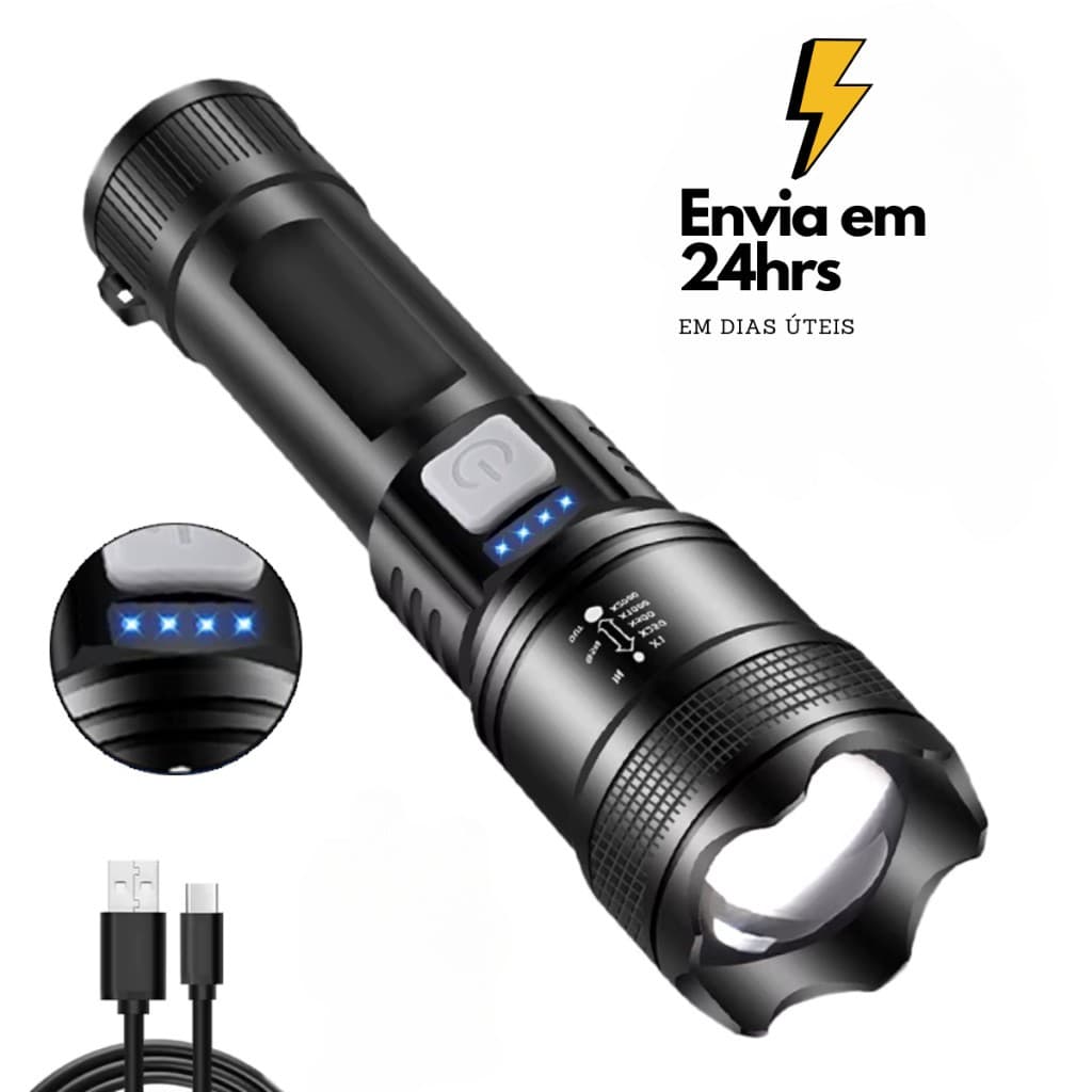 Lanterna Led Militar 4 Em 1 T9 Tática Ultrapotente Longo Alcance usb recarregável pesca camping