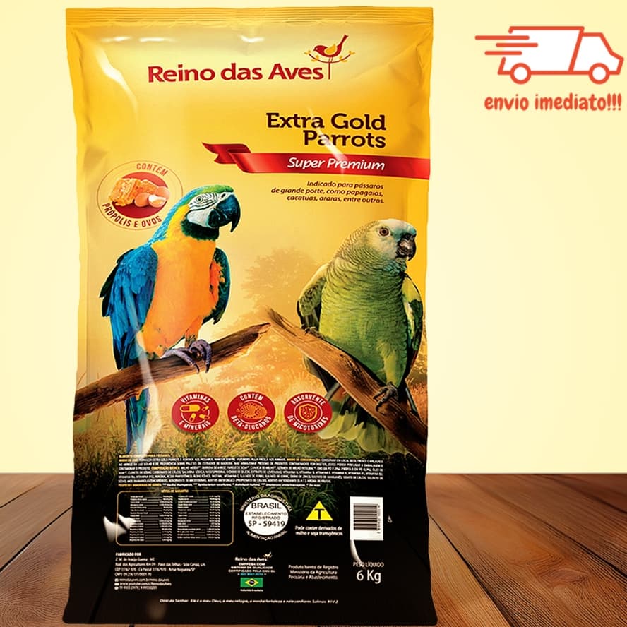 Ração Papagaio, Cacatuas, Para Araras, Extra Gold Parrots 6kg