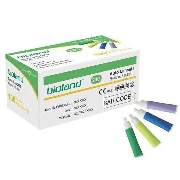 Auto Lanceta Retrátil c/200 unidades Mini 23g Ultrafina Bioland