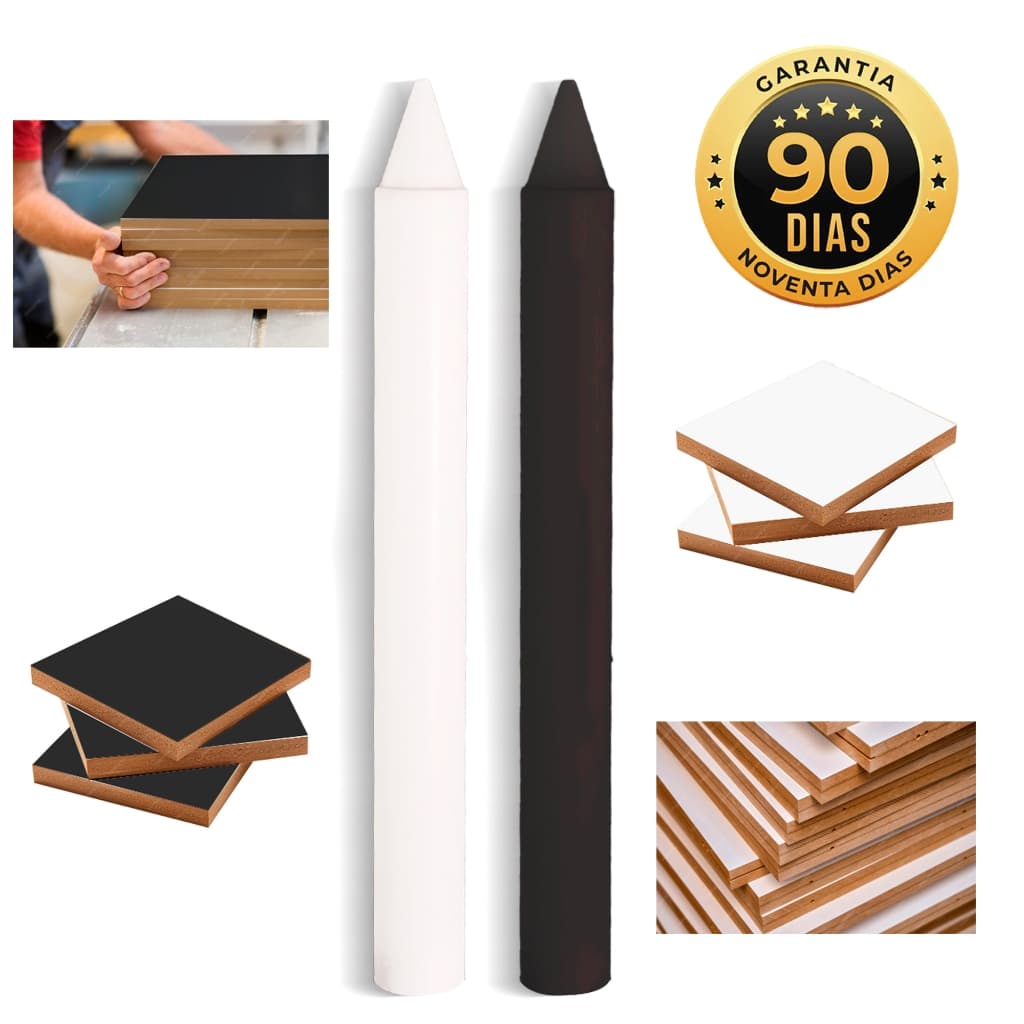 Giz de Cera Branco e Preto para Correção Marcenaria