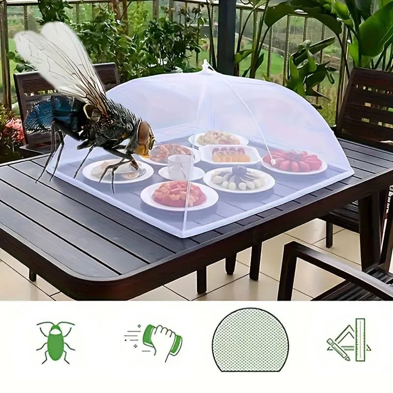 Capa Protetora Retrátil para Alimentos com Tecido Transparente Anti-Insetos para Mesa e Cozinha