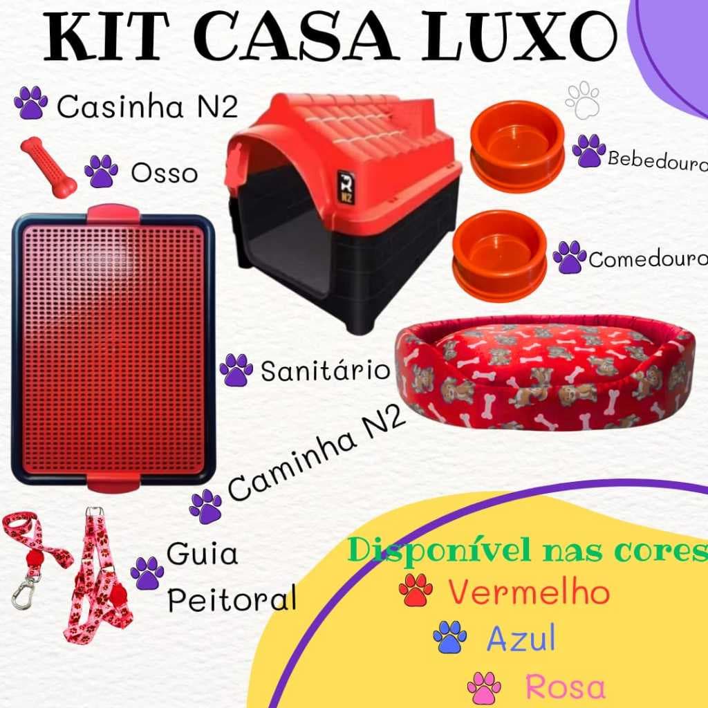 Kit Cachorro Completo Cama Pet Casinha N2 Sanitário Canino Pequeno Porte