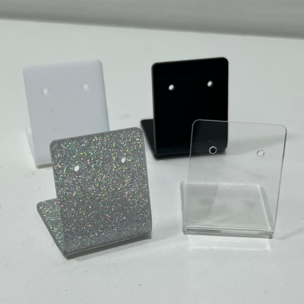 Kit 10 Expositor Acrílico Cristal Preto Branco Glitter Porta Brincos Bijuterias