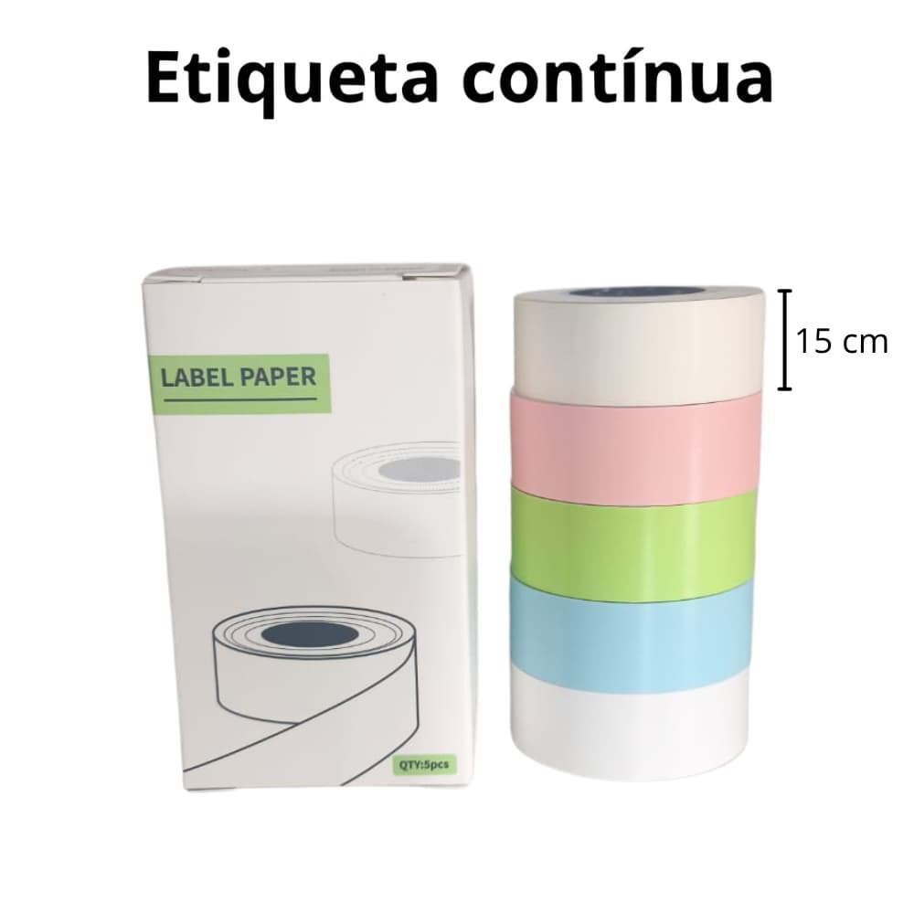 5 Bobinas Térmica Continua Adesiva 15mm Mini Impressora Térmica multe color