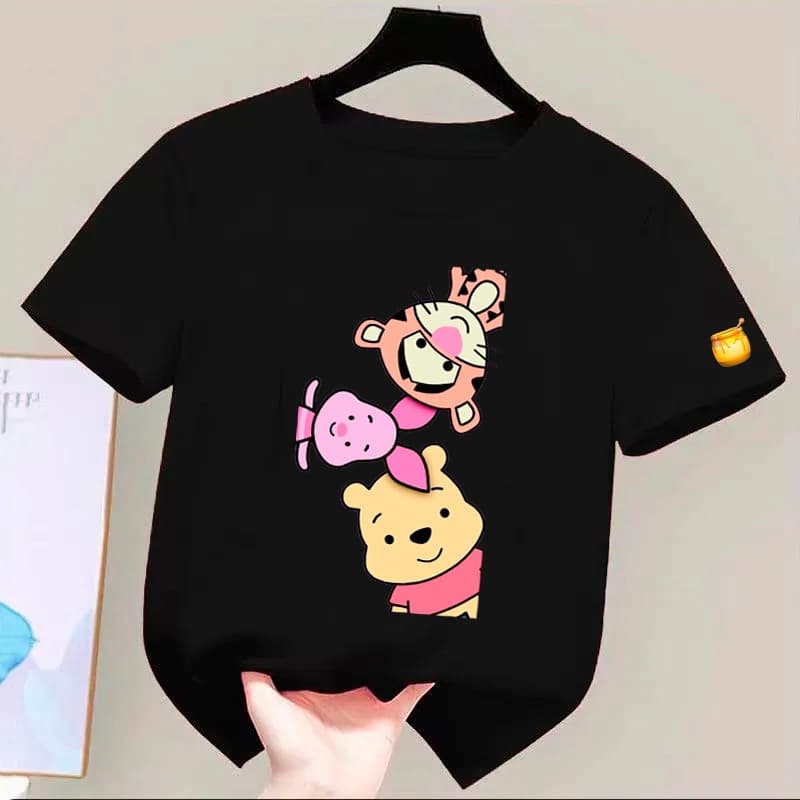 Camiseta De Algodão Feminina Personagens Ursinho Pooh Estampa Diferenciada