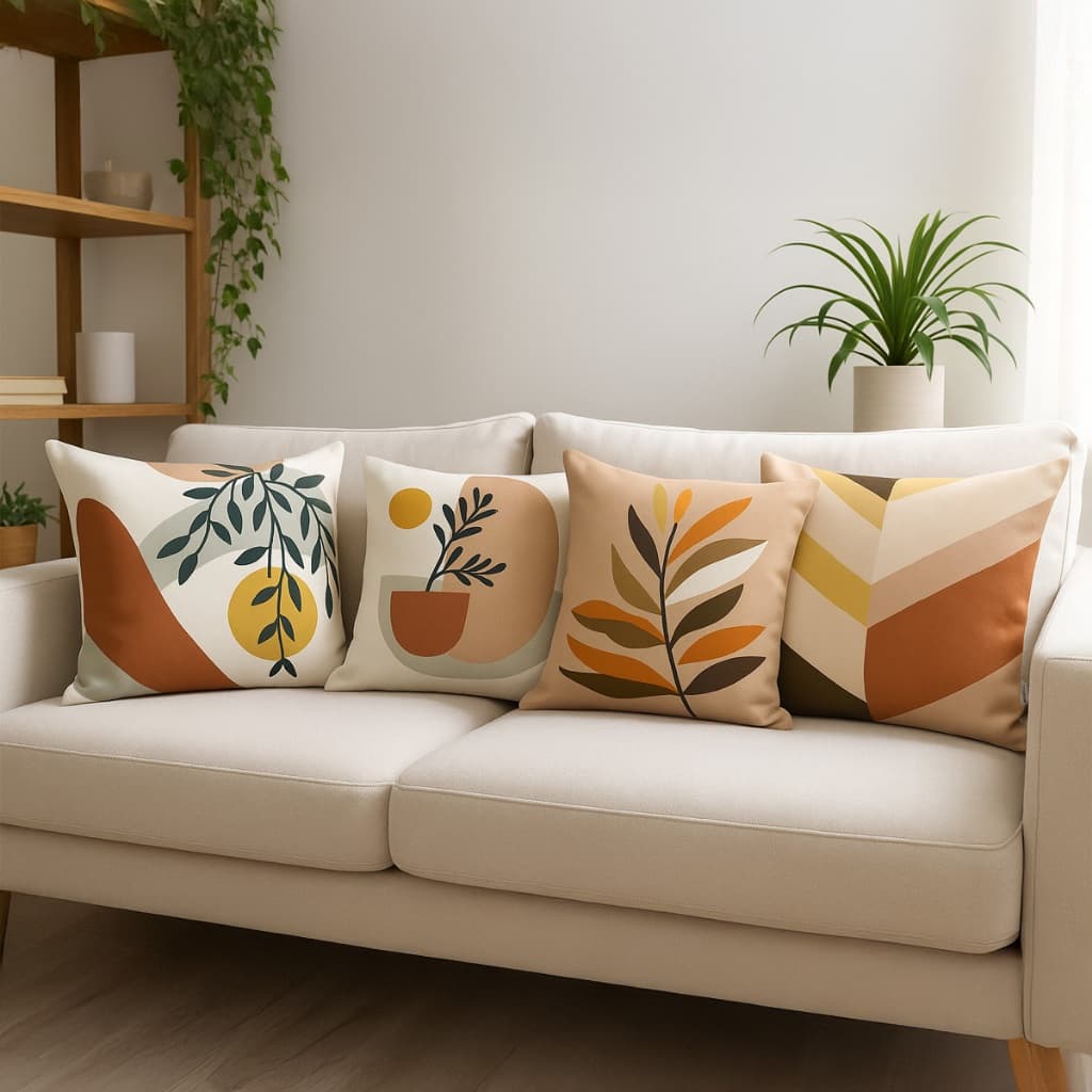 Kit 4 Capas de Almofadas Decorativas Estampadas - Vaso Moderno