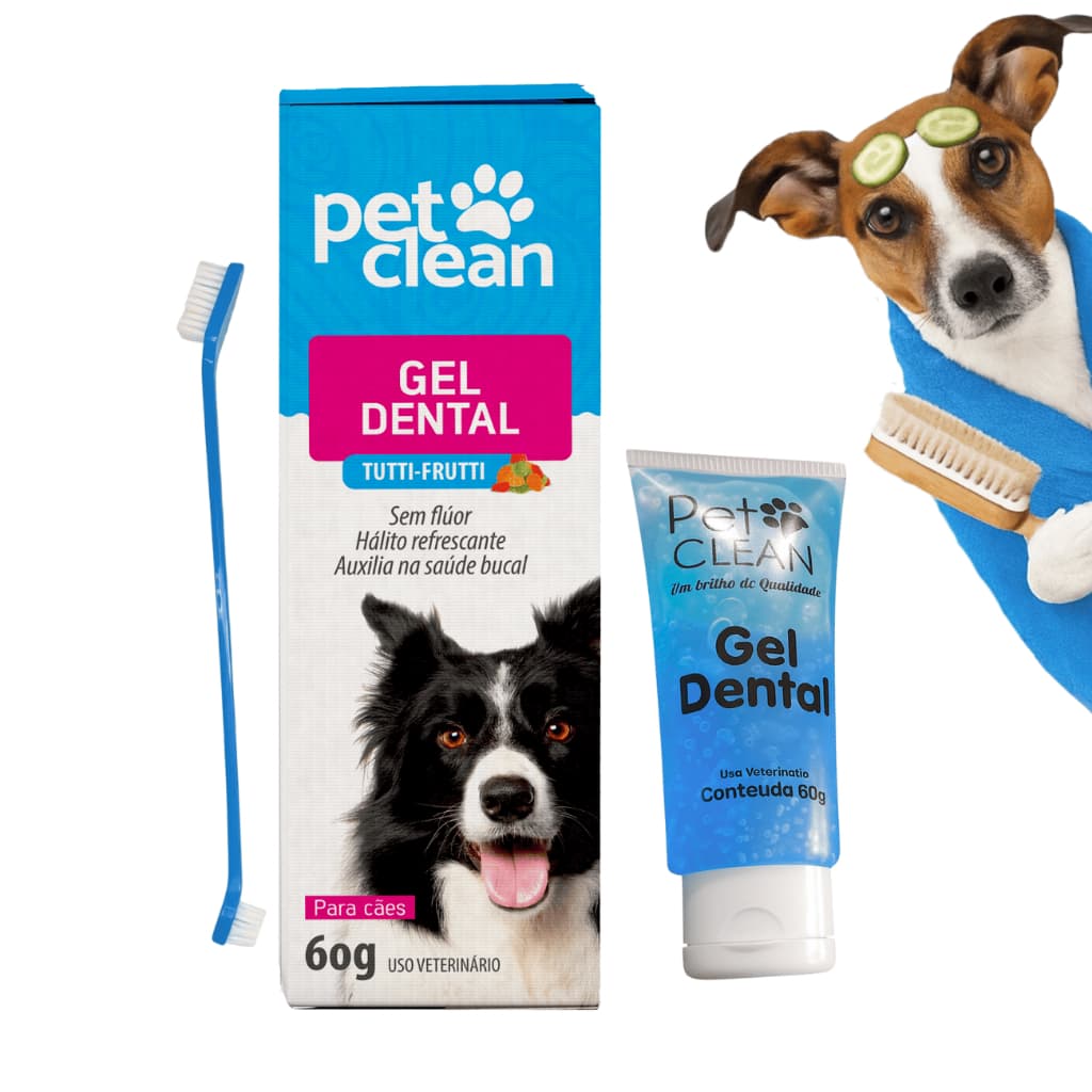 Gel Dental Cachorro Pet Pasta + Escova de Dentes Higiene Bucal Limpeza