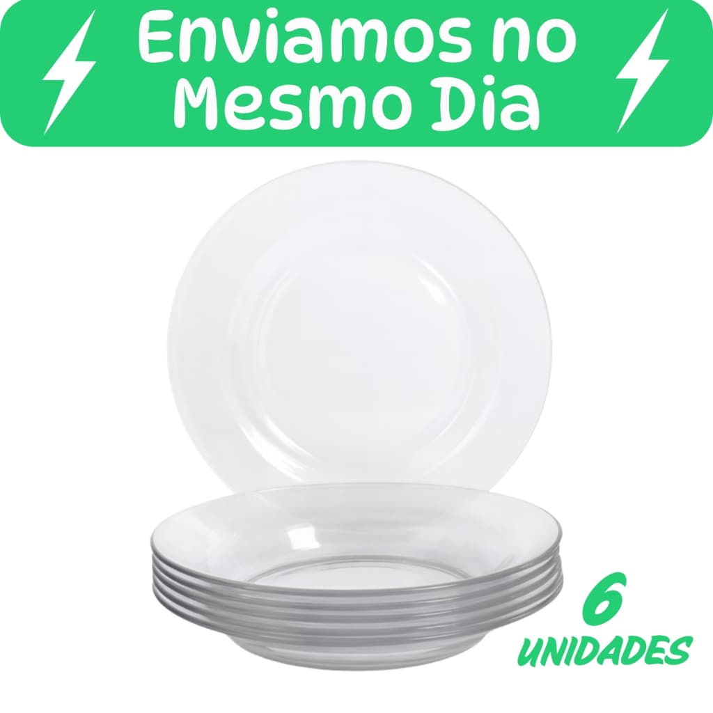 Jogo De Prato Fundo Vidro Transparente