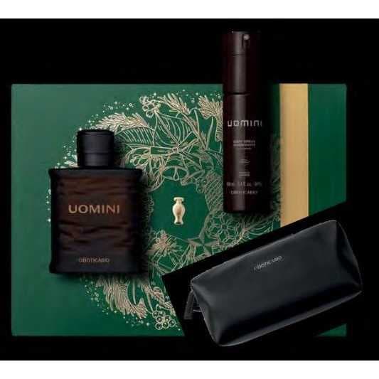 Kit Presente Uomini  Desodorante colônia 100 ml  + Body Spray 100 ml + Necessaire Premium Masculina