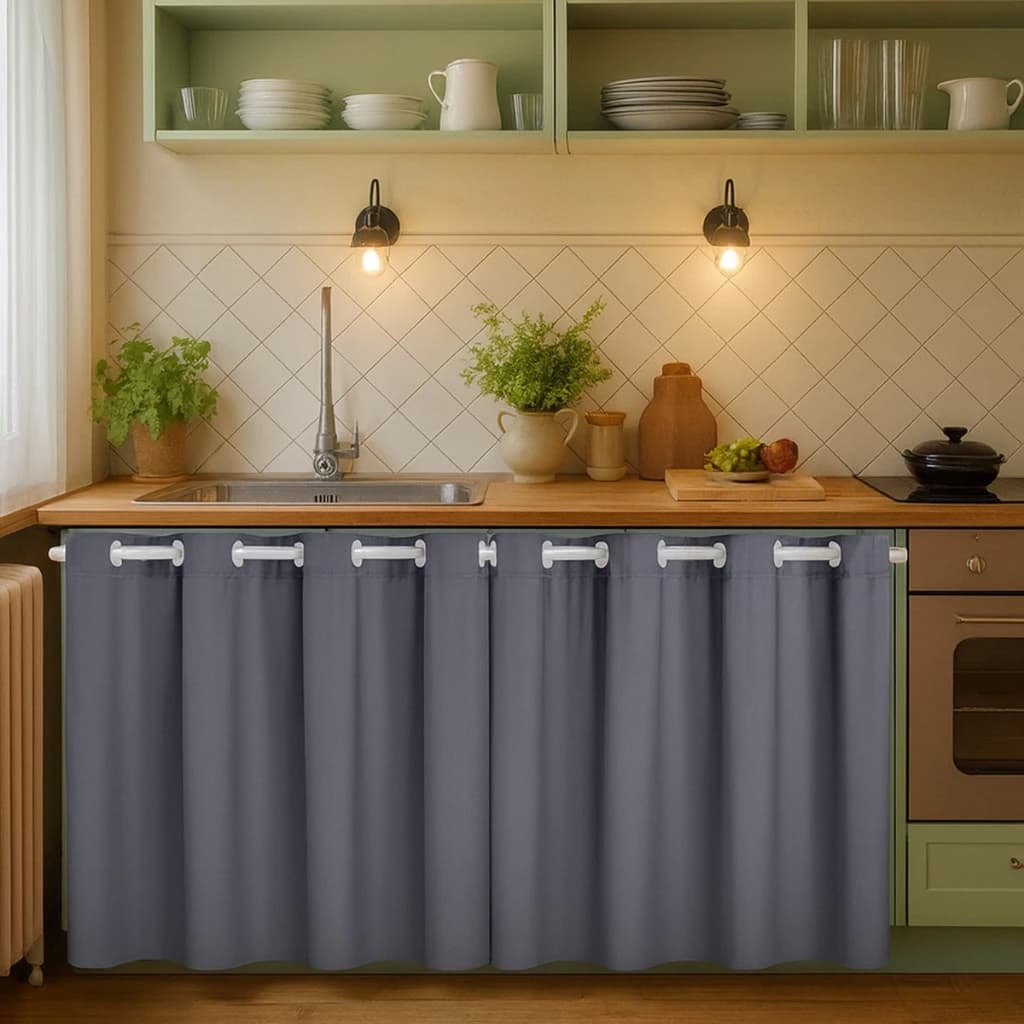 Cortina de Pia Cozinha PVC Impermeável Decorativa  Fácil Limpeza Proteção Oculta Armário 1,40 m x 0,80 m