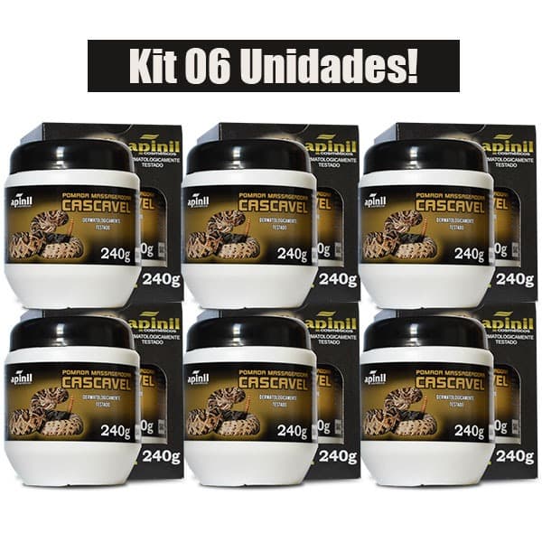 KIT 6 UNIDADES POMADA MASSAGEADORA CASCAVEL 240g APINIL