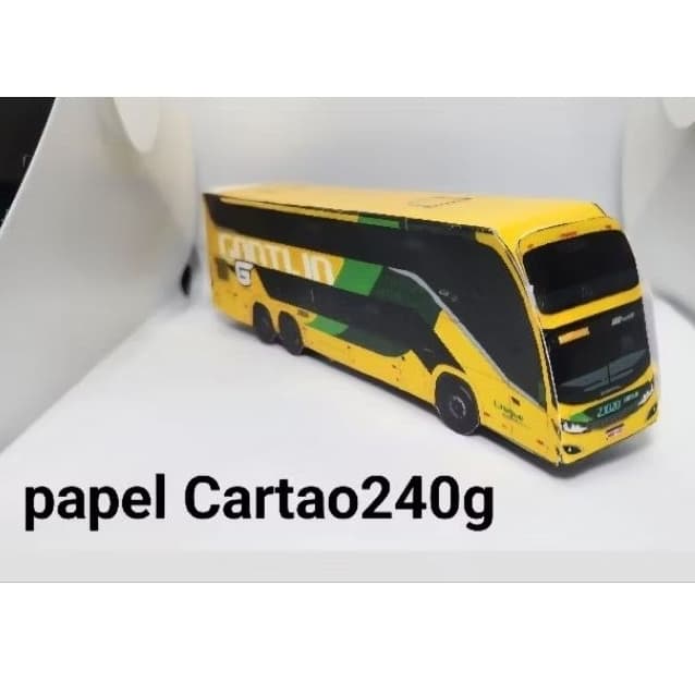 Miniatura De Ônibus Comil Campione Invictus DD SCANIA GONTIJO PAPEL CARTAO240G