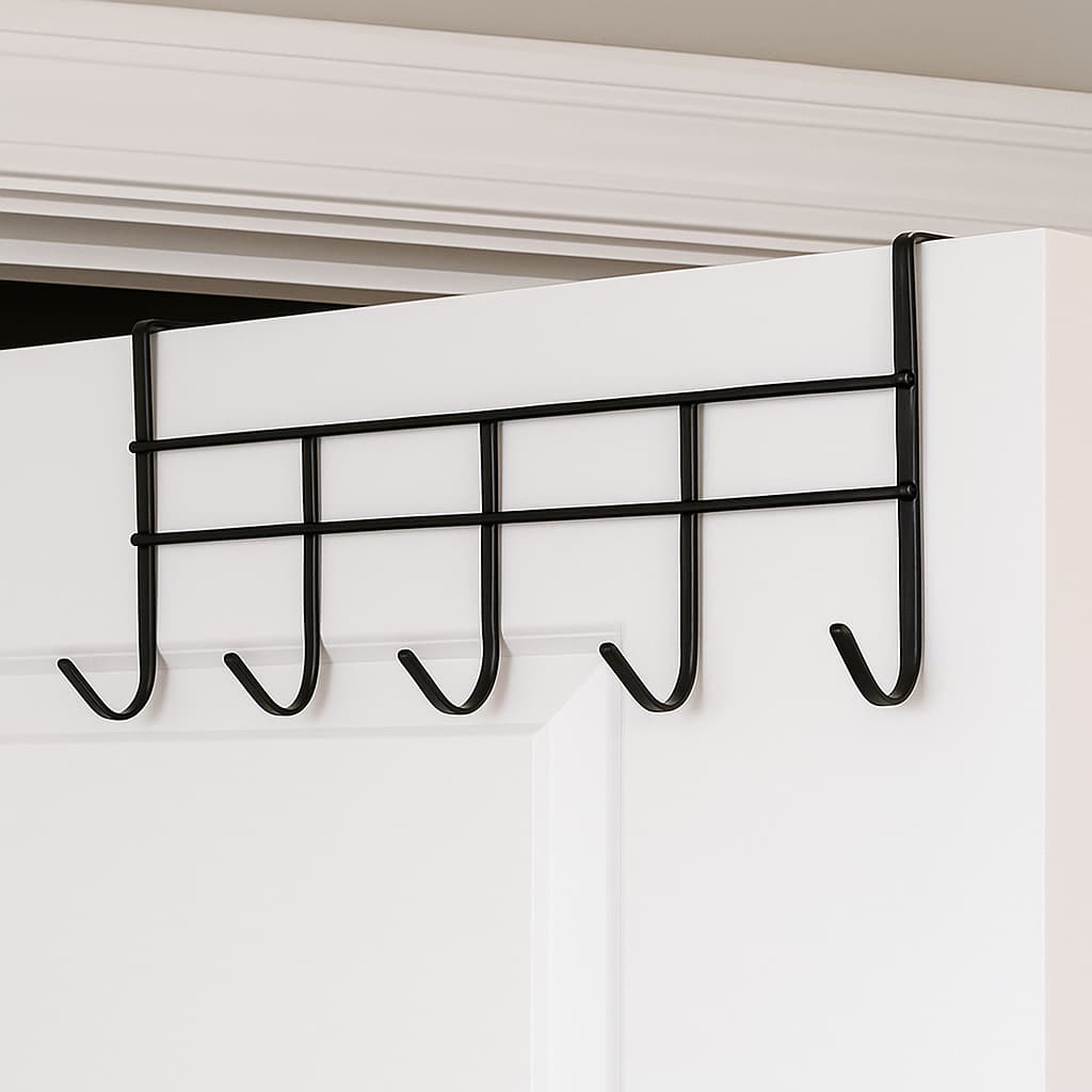 Suporte Cabide de Porta Com 6 Ganchos Organizador Multiuso Para Quarto Banheiro Cozinha