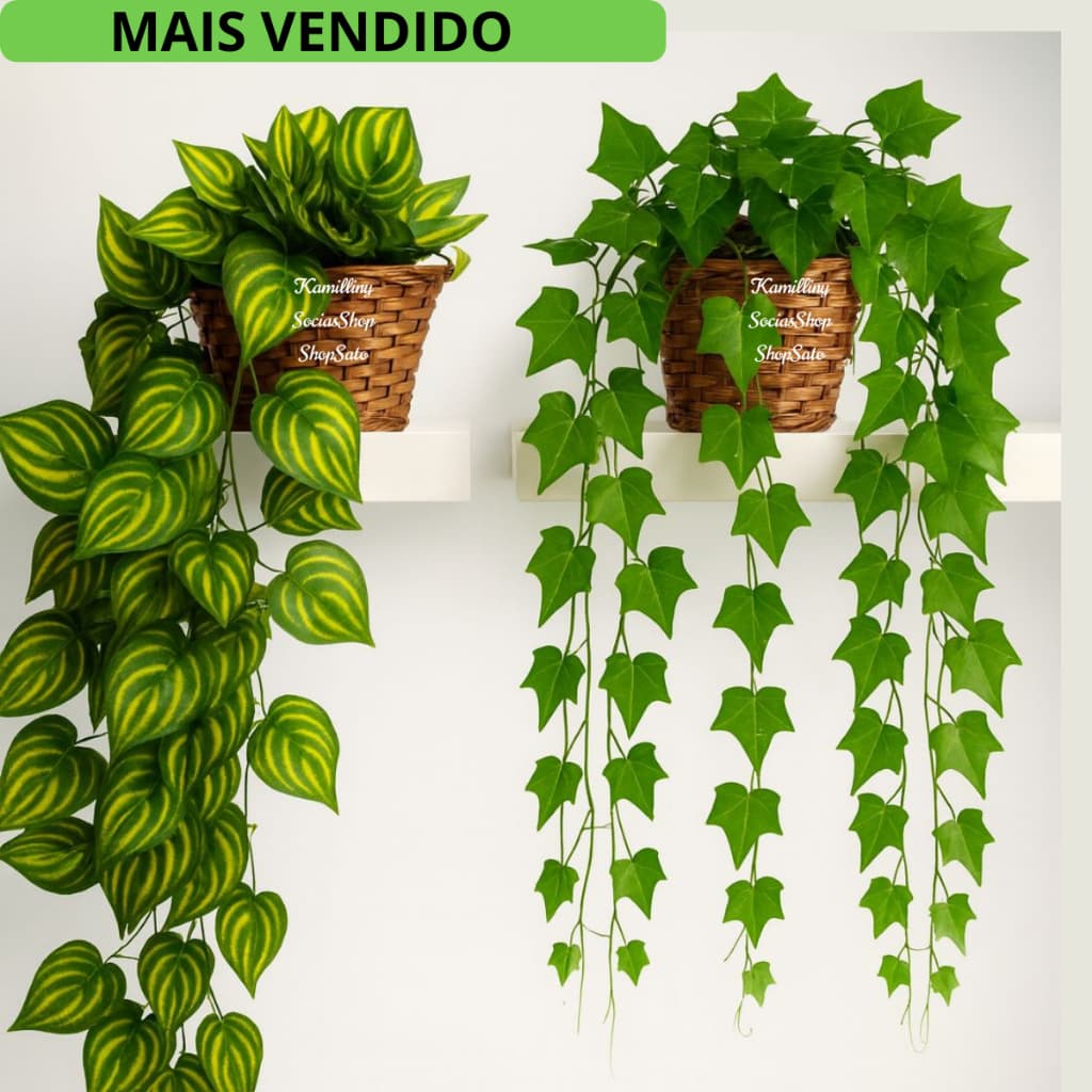Arranjo 2M De Pendentes Artificiais + 1 Vaso Trançado de Planta Decoração Casa, Casamento, Quarto, Escritório Planta