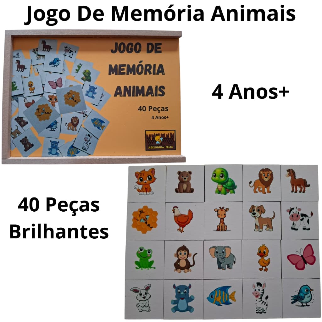 JOGO DE MEMÓRIA ANIMAIS 40 PEÇAS