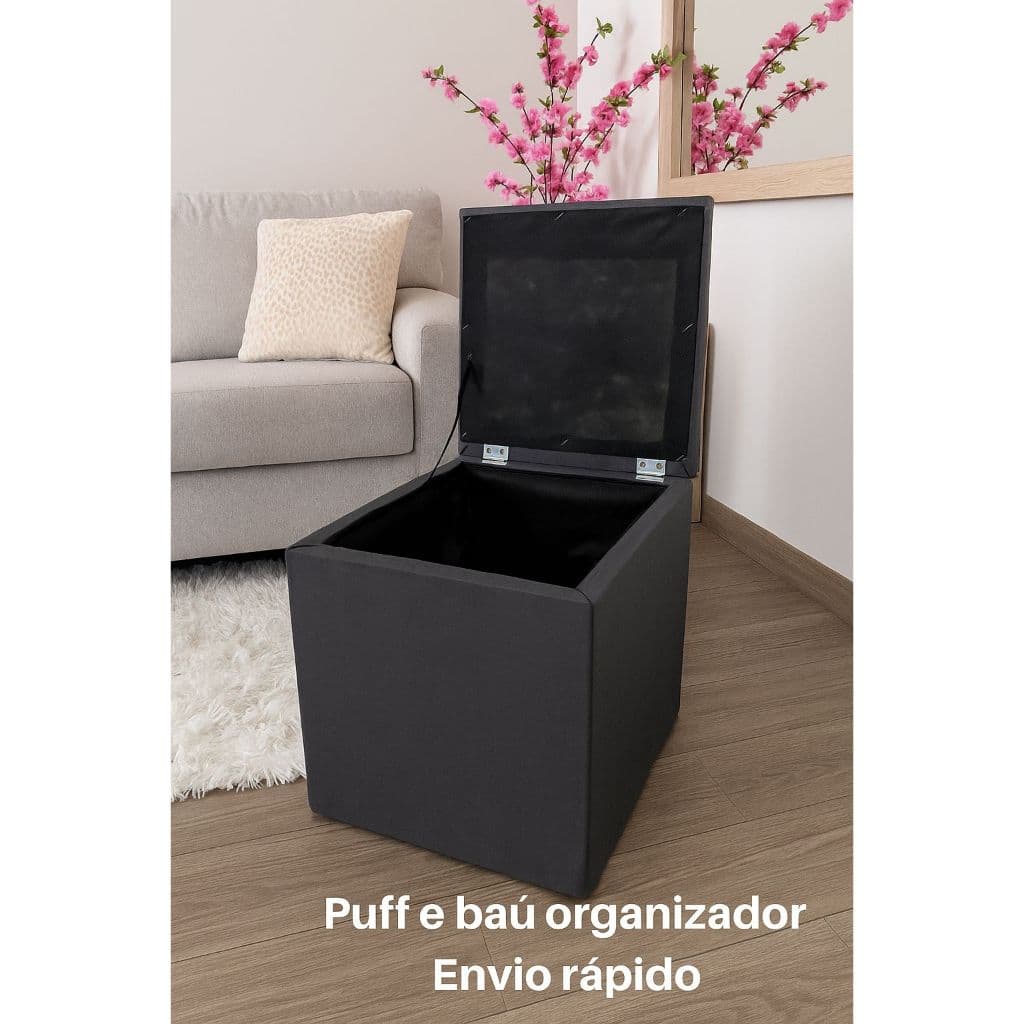 PUFF E BÁU QUADRADO - ORGANIZADOR PARA QUARTOS E SALAS DECORATIVO