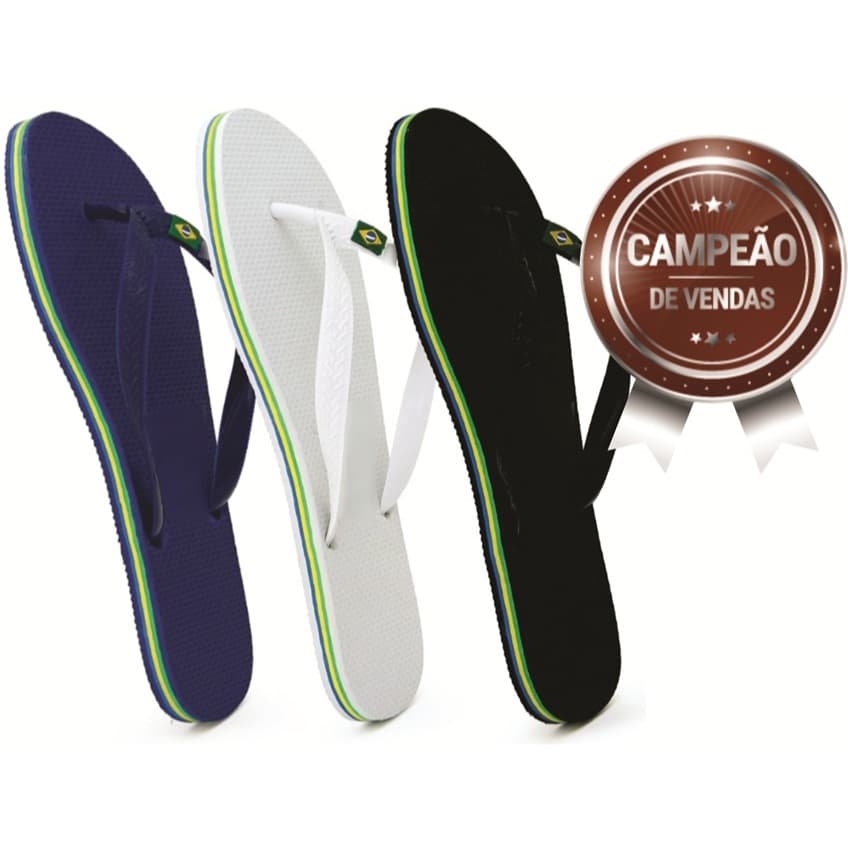 KIT 02 PARES CHINELO BANDEIRINHA UNISSEX FILETADO TRADICIONAL ORIGINAL TOP