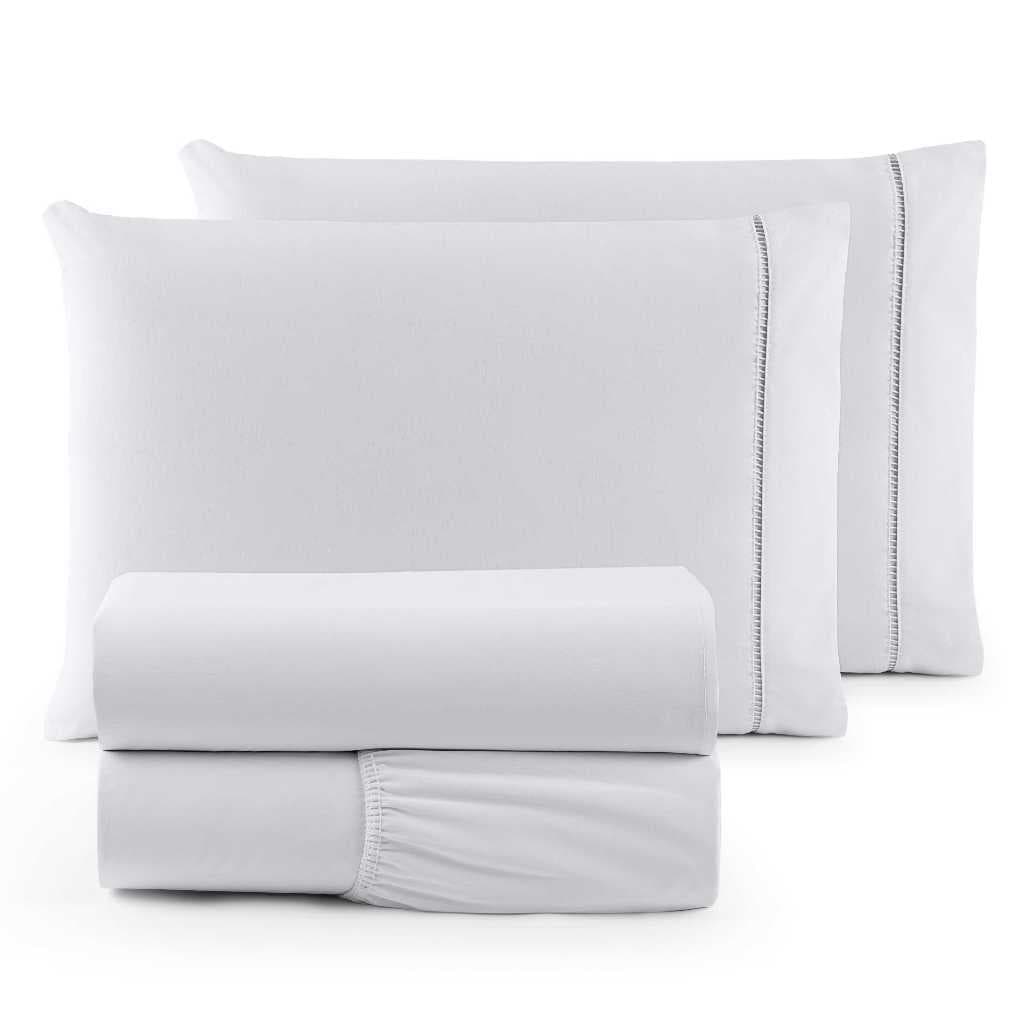 Kit Jogo de Lençol 04 Peças 600 Fios Egípcios Cama Casal Queen King Micropercal Macio Com e Sem Elástico